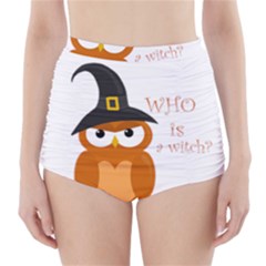 Halloween Orange Witch Owl High-waisted Bikini Bottoms by Valentinaart