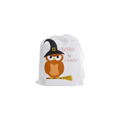 Halloween Orange Witch Owl Drawstring Pouches (xs)  by Valentinaart