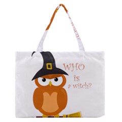 Halloween Orange Witch Owl Zipper Medium Tote Bag by Valentinaart