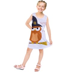 Halloween Orange Witch Owl Kids  Tunic Dress by Valentinaart