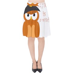 Halloween Orange Witch Owl Velvet High Waist Skirt