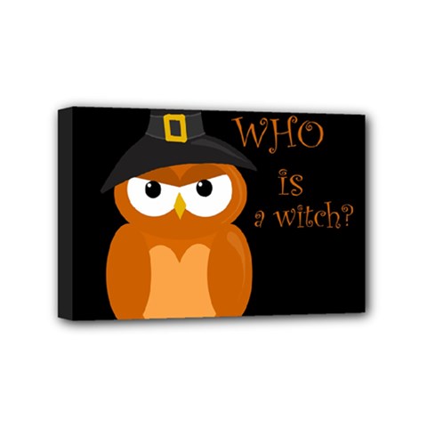 Halloween Orange Witch Owl Mini Canvas 6  X 4  by Valentinaart