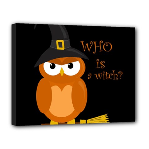 Halloween Orange Witch Owl Canvas 14  X 11  by Valentinaart