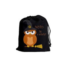 Halloween Orange Witch Owl Drawstring Pouches (medium) 