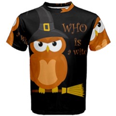 Halloween Orange Witch Owl Men s Cotton Tee by Valentinaart