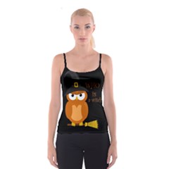 Halloween Orange Witch Owl Spaghetti Strap Top