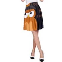 Halloween Orange Witch Owl A-line Skirt by Valentinaart