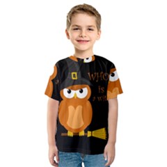 Halloween Orange Witch Owl Kids  Sport Mesh Tee