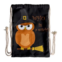 Halloween Orange Witch Owl Drawstring Bag (large) by Valentinaart