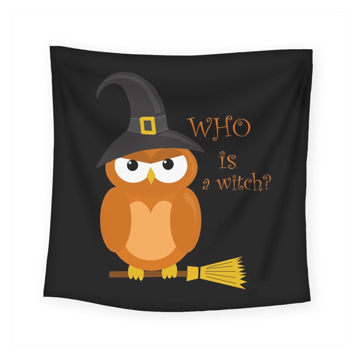 Halloween orange witch owl Square Tapestry (Small)