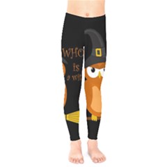 Halloween Orange Witch Owl Kids  Legging