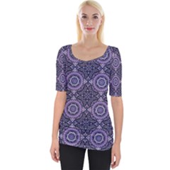 Oriental Pattern Wide Neckline Tee