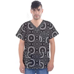 Oriental Pattern Men s V-neck Scrub Top