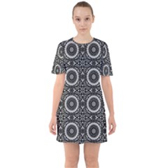 Oriental Pattern Sixties Short Sleeve Mini Dress