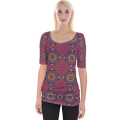 Oriental Pattern Wide Neckline Tee