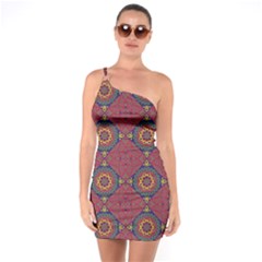 Oriental Pattern One Soulder Bodycon Dress