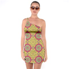 Oriental Pattern One Soulder Bodycon Dress