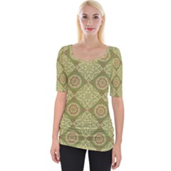 Oriental Pattern Wide Neckline Tee