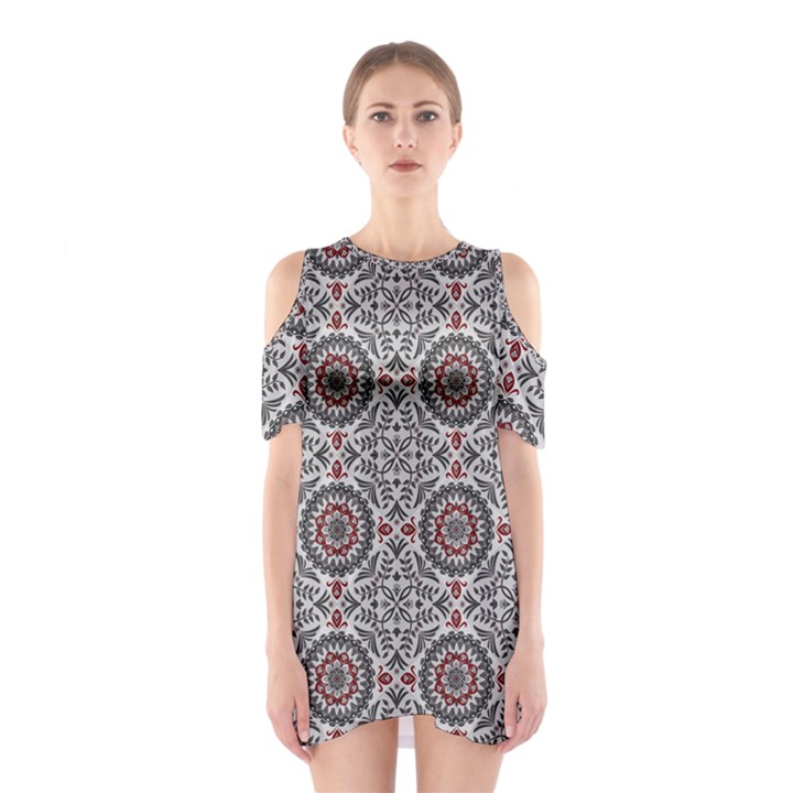 Oriental pattern Shoulder Cutout One Piece