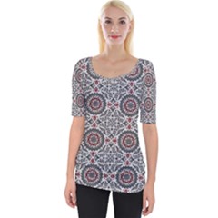 Oriental Pattern Wide Neckline Tee