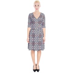 Oriental Pattern Wrap Up Cocktail Dress