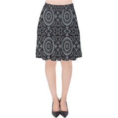 Oriental Pattern Velvet High Waist Skirt