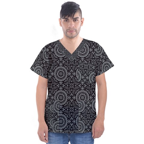 Oriental Pattern Men s V-neck Scrub Top by ValentinaDesign