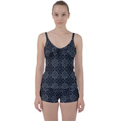 Oriental Pattern Tie Front Two Piece Tankini