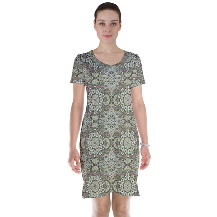 Oriental pattern Short Sleeve Nightdress