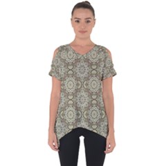 Oriental Pattern Cut Out Side Drop Tee