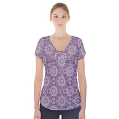 Oriental Pattern Short Sleeve Front Detail Top by ValentinaDesign