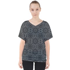 Oriental Pattern V-neck Dolman Drape Top