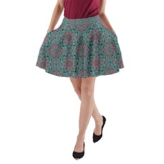 Oriental Pattern A-line Pocket Skirt