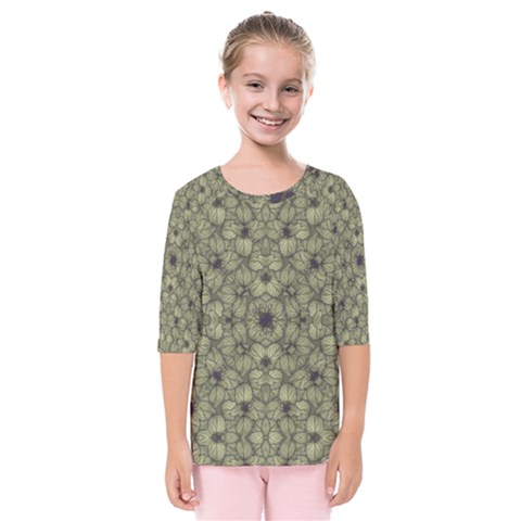 Stylized Modern Floral Design Kids  Quarter Sleeve Raglan Tee by dflcprints