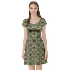 Stylized Modern Floral Design Short Sleeve Skater Dress by dflcprints