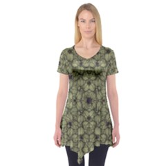 Stylized Modern Floral Design Short Sleeve Tunic  by dflcprints