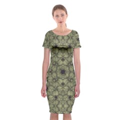 Stylized Modern Floral Design Classic Short Sleeve Midi Dress by dflcprints