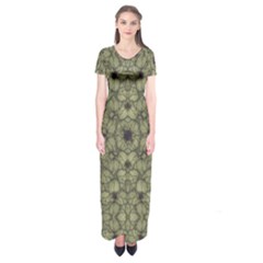 Stylized Modern Floral Design Short Sleeve Maxi Dress by dflcprints