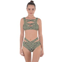 Stylized Modern Floral Design Bandaged Up Bikini Set 