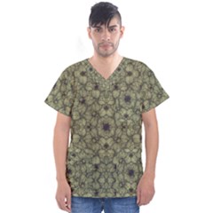 Stylized Modern Floral Design Men s V-neck Scrub Top