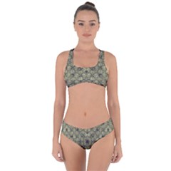 Stylized Modern Floral Design Criss Cross Bikini Set