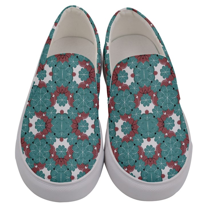 Colorful Geometric Graphic Floral Pattern Men s Canvas Slip Ons