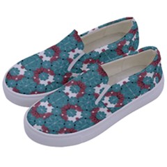 Colorful Geometric Graphic Floral Pattern Kids  Canvas Slip Ons by dflcprints