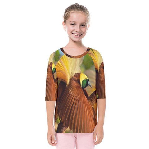 Birds Paradise Cendrawasih Kids  Quarter Sleeve Raglan Tee by Mariart