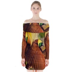 Birds Paradise Cendrawasih Long Sleeve Off Shoulder Dress