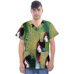 Bird Hairstyle Animals Sexy Beauty Men s V-neck Scrub Top