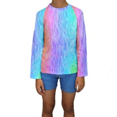 Aurora Rainbow Orange Pink Purple Blue Green Colorfull Kids  Long Sleeve Swimwear by Mariart