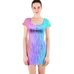 Aurora Rainbow Orange Pink Purple Blue Green Colorfull Short Sleeve Bodycon Dress by Mariart