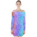 Aurora Rainbow Orange Pink Purple Blue Green Colorfull Long Sleeve Off Shoulder Dress View1