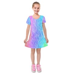 Aurora Rainbow Orange Pink Purple Blue Green Colorfull Kids  Short Sleeve Velvet Dress